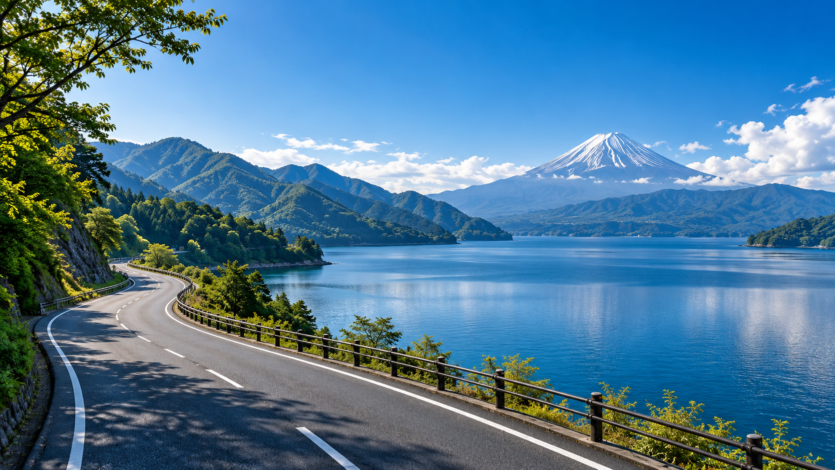 日本の山と湖を巡る道路